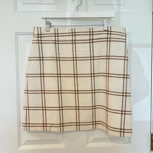 JCREW Plaid Cream and Brown Skirt